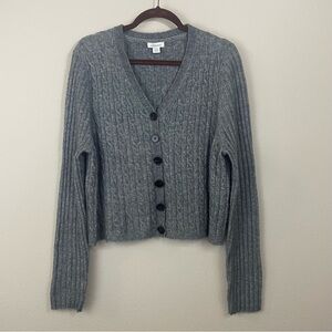 Sundance Cable Knit V Neck Button Down Cardigan‎ Sweater Size XL Minimalist